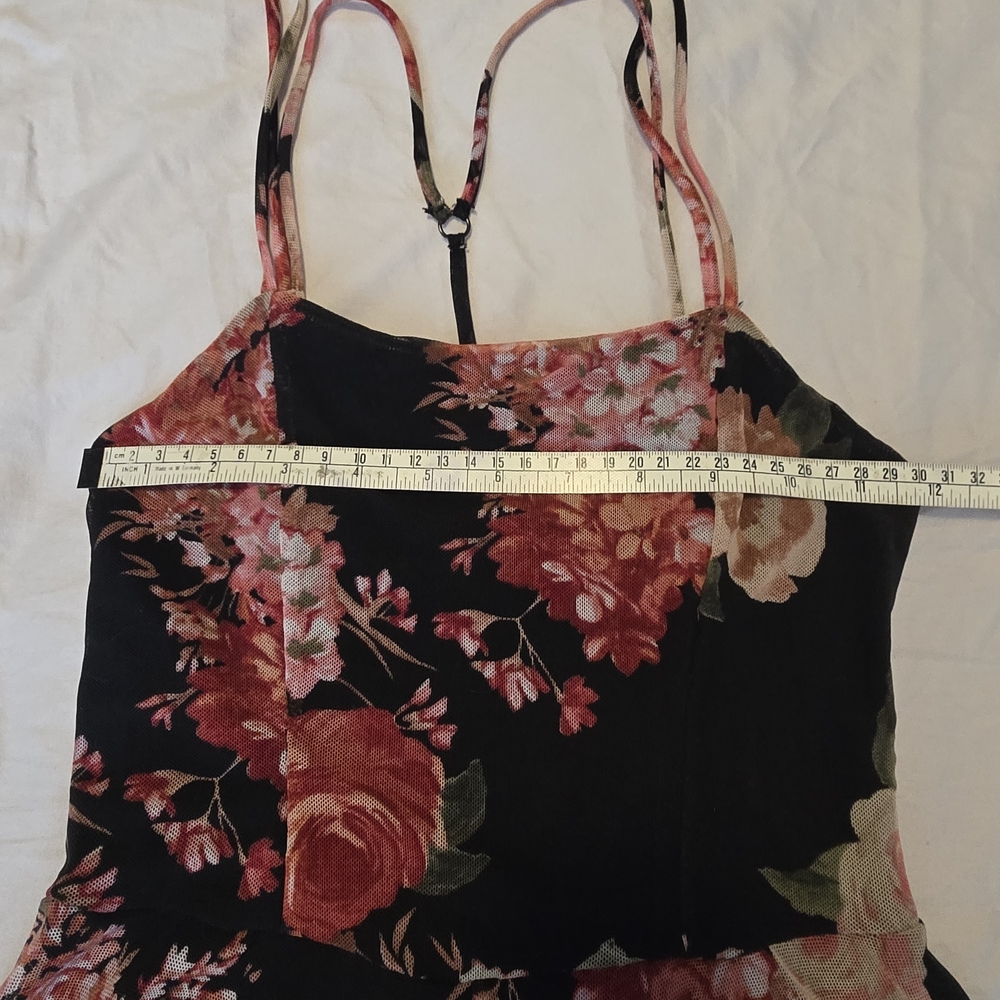 UO Urban Outfitters Black Floral Mini Knit Mesh Romper. Size XS. - Picture 13 of 13